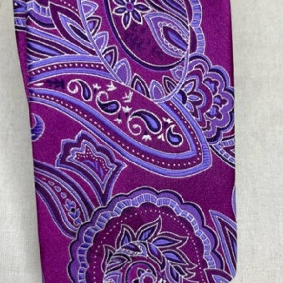 Geoffrey Beene Purple Paisley Mens Tie Prince Retro Vibe Classic Colorful Sexy - Picture 3 of 5